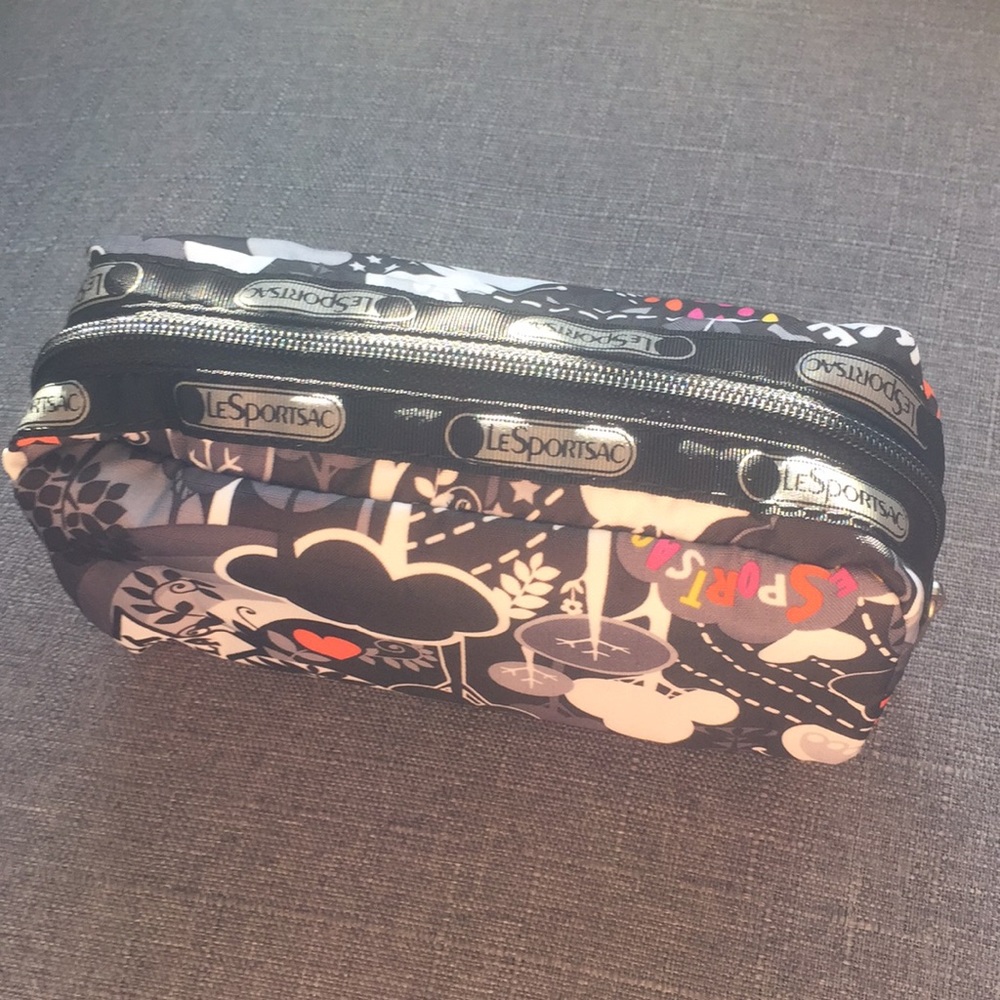 LeSportsac Black and Multicolor Cosmetic Bag